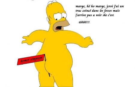 homer avec un drapeau dan l cul